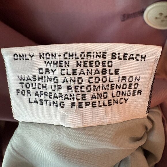 VTG 60s 70s London Fog Trench Coat Midi Length Pastel Purple White Trim Size 12 - Picture 8 of 8